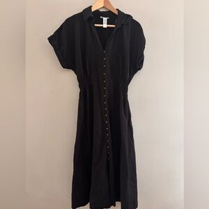 Midnight Sky | Black Button Up Dress